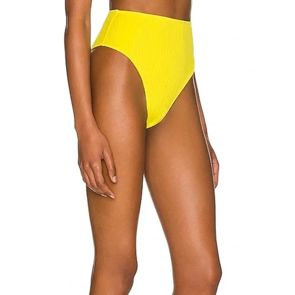 FRANKIES BIKINIS X Revolve Anne High Waisted Plisse Bikini Bottom In Pina Colada - Picture 3 of 4